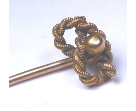 9CT GOLD STICK PIN. Cased 9 ct gold stick pin