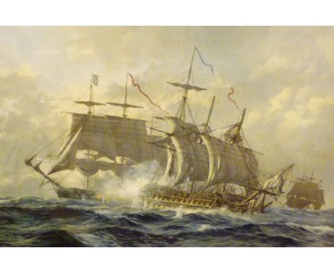 LIMITED EDITION PRINT. Limited edition signed print of sailing ships, signed in pencil lower right border, K Jefson with guil
