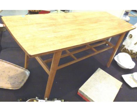 NATHAN COFFEE TABLE. Rectangular wooden coffee table with rail shelf under