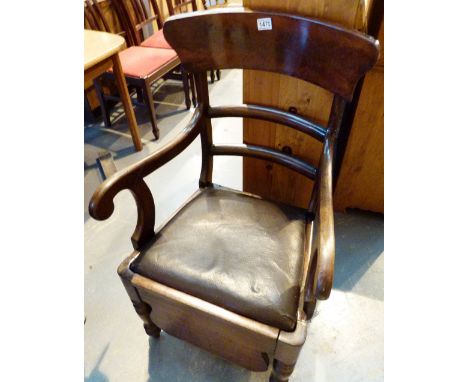 VICTORIAN COMMODE. Mid Victorian commode chair with original pot