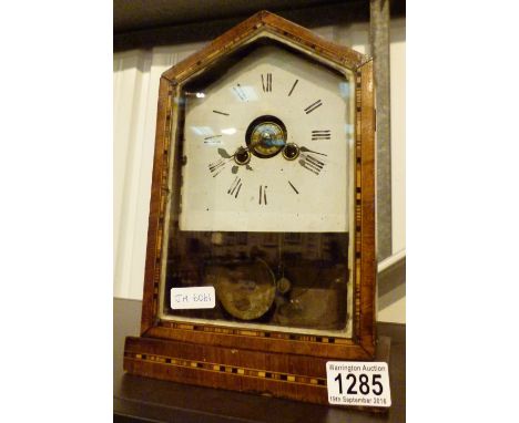 POSTMANS ALARM CLOCK. Early Postman alarm clock with key and pendulum