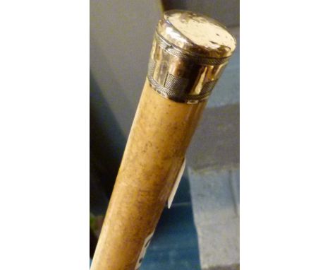 WALKING STICK. Silver topped walking stick CONDITION REPORT: It is a malacca cane, London hallmark but no date letter, maker 