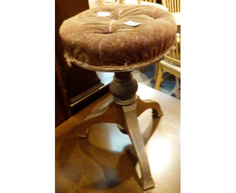 PIANO STOOL. Antique piano stool with screw top seat