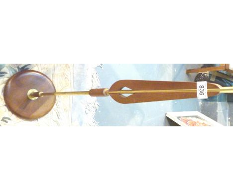 TEAK AND BRASS STANDARD LAMP. 1950's teak and brass standard lamp 