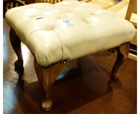 CHESTERFIELD STOOL. Cream Chesterfield style button topped stool 