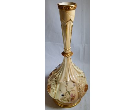 ROYAL WORCESTER FLORAL VASE. Royal Worcester large blush ivory floral vase A/F  H - 30 cm 