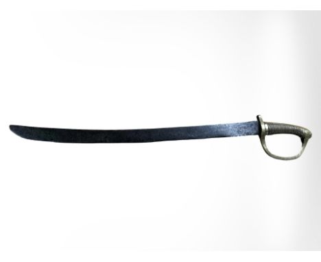 A French M 1802 infantry briquet/ short sword with brass ribbed grip, blade 57cm. 