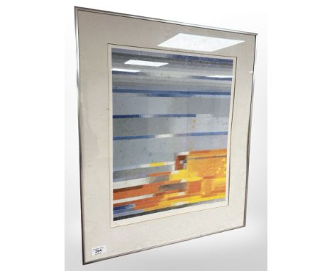A Danish abstract lithograph, indistinctly signed, 38cm x 48cm. CONDITION REPORT: Time staining.