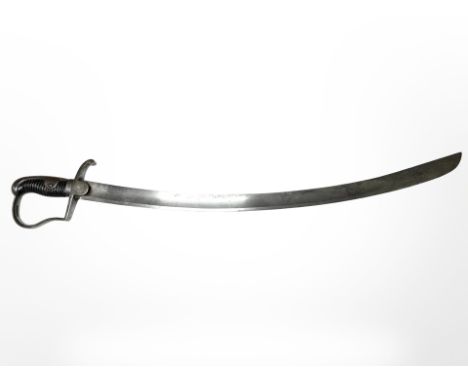 An Imperial German/ Prussian M 1811 pattern Blucher cavalry sword, crossguard stamped with regiment markings, back of blade s