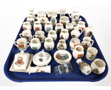 A collection of crested china including Arcadian, Goss, etc.