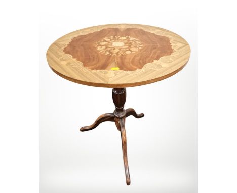 An Italian style inlaid tripod table, height 60 cm