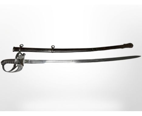 A Victorian British 1827 pattern Volunteers Rifles officer's sword, blade etched with Volunteer Rifles and Queen Victoria cyp