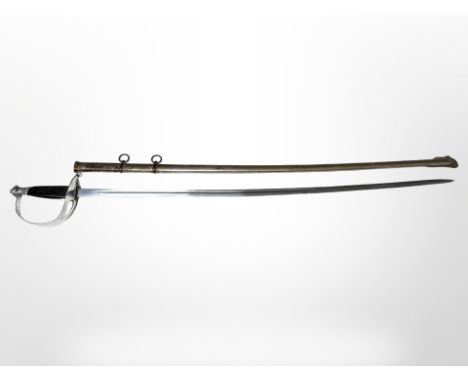 An Italian M 1929 pattern infantry warrant officer's sword, with slender fullered blade stamped 'Gnutti', back grips, plated 