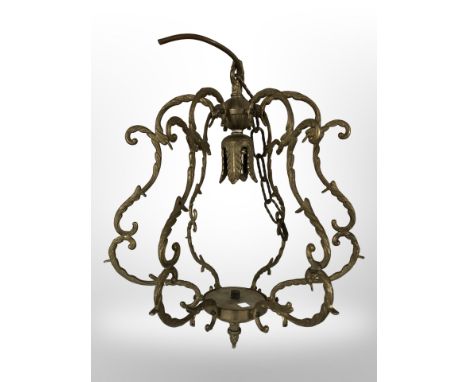 A gilt metal pendant light fitting, height 37cm.