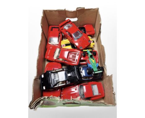A group of Burago die-cast scale model cars. (1 box)