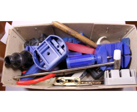 MIXED WATCHMAKERS TOOLS. Box of mixed watchmakers tools