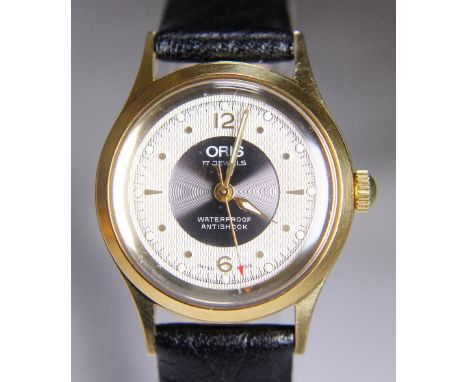ORIS PLATED WRISTWATCH. Vintage Oris gold plated mechanical wristwatch, working at lotting up