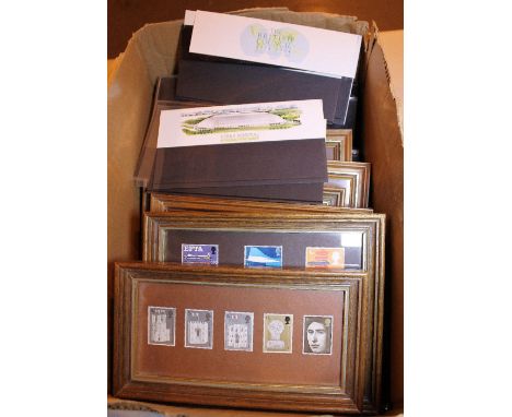 MINT STAMP SETS. Eight framed mint stamp sets including England World Cup Winners and three mainly empty mint stamp booklets