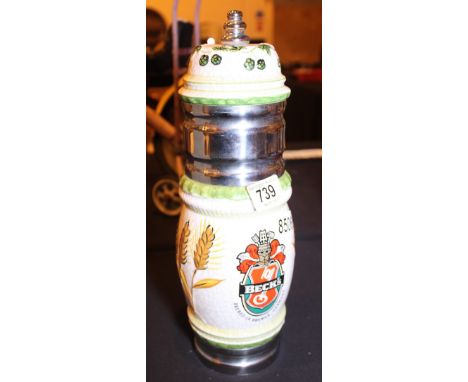 BEER PUMP TOP. Becks beer ceramic pump top