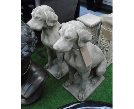 HUNTING DOGS, a pair, in reconstituted stone, 71cm H. (2)