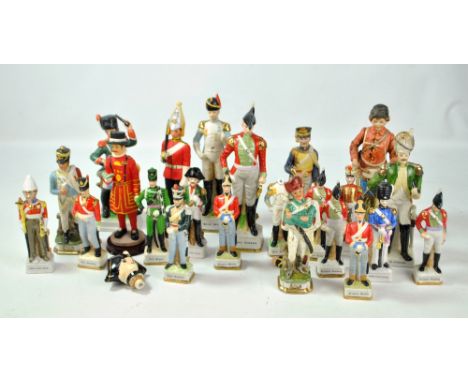A collection of ceramic figures modelled as soldiers from the Napoleonic era and later (one af).