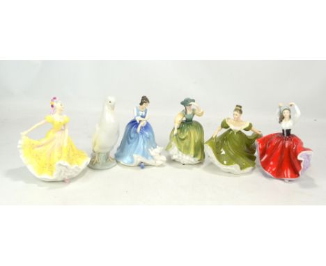 ROYAL DOULTON; five&nbsp;figures comprising HN2379 'Ninette', HN2329 'Lynne', HN3118 'Lorraine', HN2309 'Buttercup' and HN238