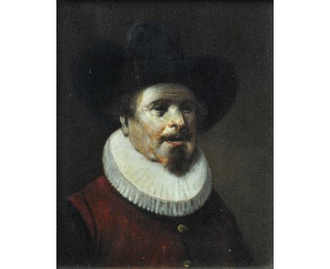 LAJOS KOLOZSVARY (Hungarian 1871-1937); oil on panel, portrait study of a 17th century gentleman, signed, 15 x 12cm, framed.
