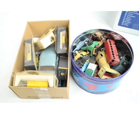A group of loose playworn Dinky model vehicles including 23F and 233 race cars, 236 Connaught and further Corgi, boxed Lesney
