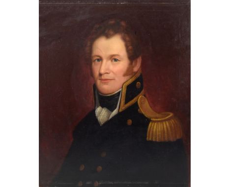 FOLLOWER OF REMBRANDT PEALE (American, 1778-1860); oil on canvas, half-length portrait of an American Naval officer, circa 18