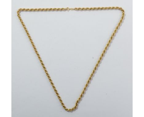 A 9ct yellow gold rope twist link chain, length 59cm, approx 19.2g.