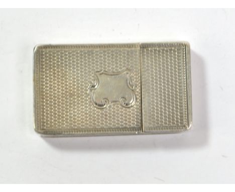 EDWARD SMITH; a Victorian hallmarked silver combination snuff box/vesta case with overall engine turned decoration and shaped