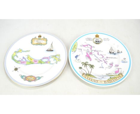 SHELLEY; a decorative plate depicting a map of the Bermuda Islands, 'Made specially for H.A &amp; E. Smith Ltd, Hamilton, Ber