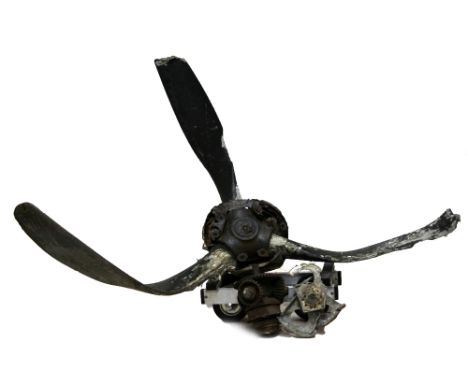 A large Avro Manchester Bomber&nbsp;propeller purportedly from a crash site in Wilmslow, approx 155 x 225cm, with a section o