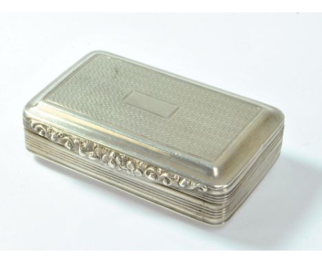 JOHN LILLY (probably); a William IV hallmarked silver rectangular snuff box with engine turned decoration to base and hinged 