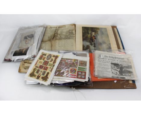 A quantity of unframed ephemera including newspapers (some reprints), portrait prints, sketches etc, including some reproduct