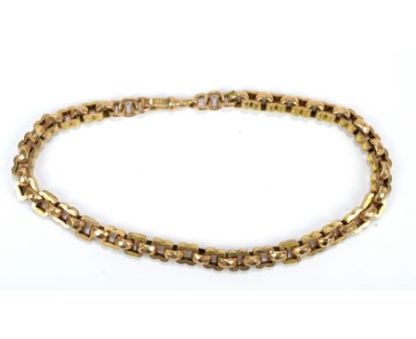 A 9ct yellow gold open link chain with cut and detailed decoration, length approx 34cm, approx 31.2g.Additional Information2 