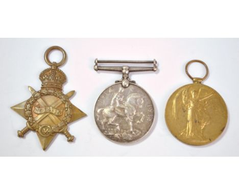 A WWI medal trio awarded to 16064 Pte. R. Thompson Royal Lancaster Regiment (War Medal renamed); Private Thompson is listed i