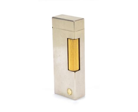 DUNHILL; a two tone vintage rectangular lighter, height 6.5cm.