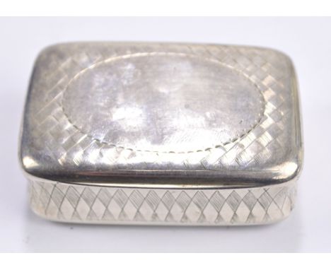 WILLIAM NEALE &amp; SON; a Victorian hallmarked silver rectangular snuff box with waisted sides and overall engraved chequere