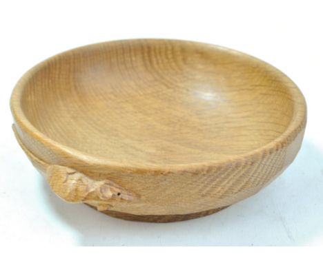 MOUSEMAN; a Robert Thompson of Kilburn small adzed oak bowl with mouse signature, diameter 15.25cm.