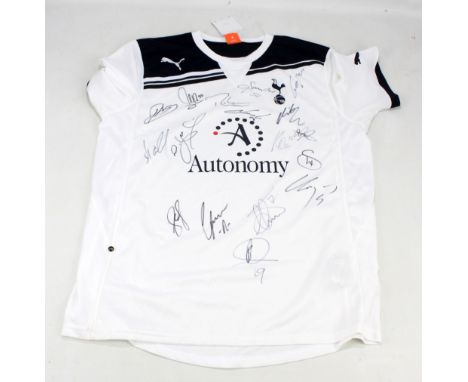 TOTTENHAM HOTSPUR; a 2010/2011 season multi signed home shirt with signatures including Sandro, Dawson, Lennon, Keane, Gallas