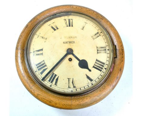 A fusée wall clock, the circular dial set with Roman numerals and stamped 'J. Wilkinson Nantwich', dial diameter 30cm.