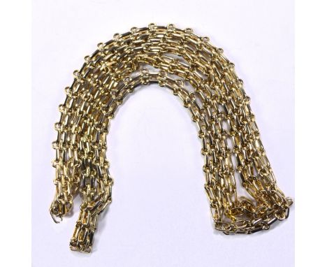 CHRISTIAN DIOR; a vintage gilt fancy link chain necklace, length 128cm with logo fob.