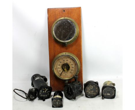 A group of dials and gauges including Air Ministry Air N.P.H. Gauge with impressed date to dial 7/08/39 and with Air Ministry