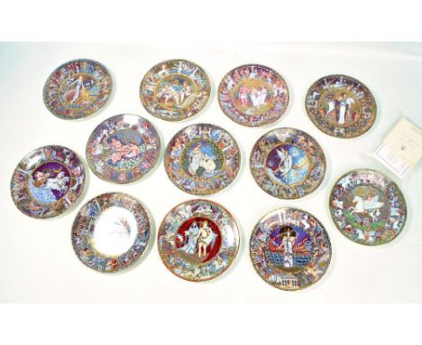 ROYAL WORCESTER; a set of twelve 'Legends of Ancient Greece' collectors' plates with mosaic-style coloured and gilded decorat
