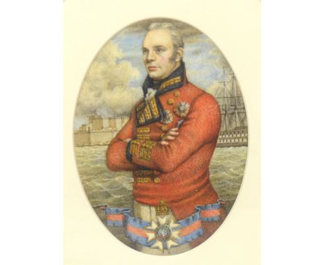 19TH CENTURY ENGLISH SCHOOL; watercolour, three quarter length portrait of Sir Thomas Maitland, First Governor of Malta, bear