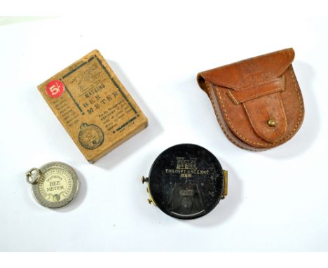 A WWII period leather cased pocket compass stamped with logo above 'Eng. Dept. U.S.C.E. 1942 S&amp;W', the case similarly sta