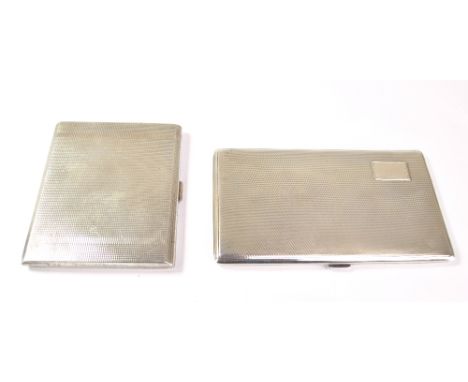 JOSEPH GLOSTER LTD; a George VI hallmarked silver rectangular cigarette case with overall engine turned decoration and vacant
