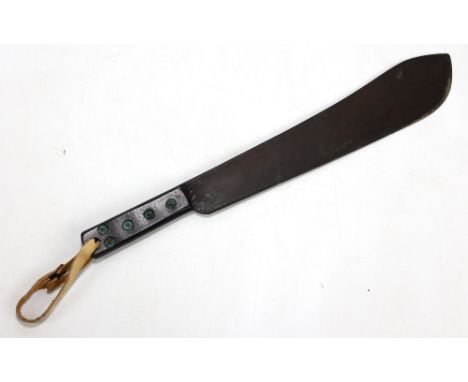 A WWII period military issued machete with broad arrow and further stamped to blade 'J.J.B 1946', blade length 37cm, to woode