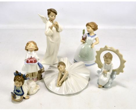 NAO; six figures to include 'Dance Class', 'Birthday Fun', and 'Jesus Loves You', all boxed (one figure with missing flute) (